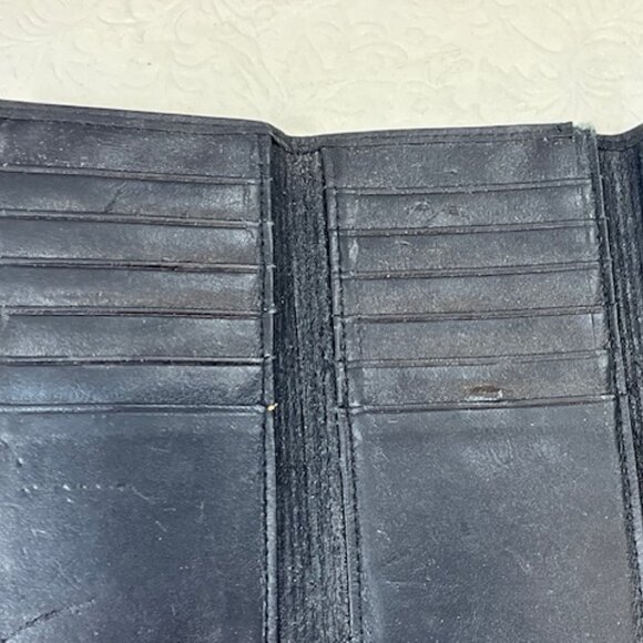 VTG Buxton Black Cowhide Leather Trifold Wallet Credit Card Slots 5.5"x3.25" - Picture 4 of 16